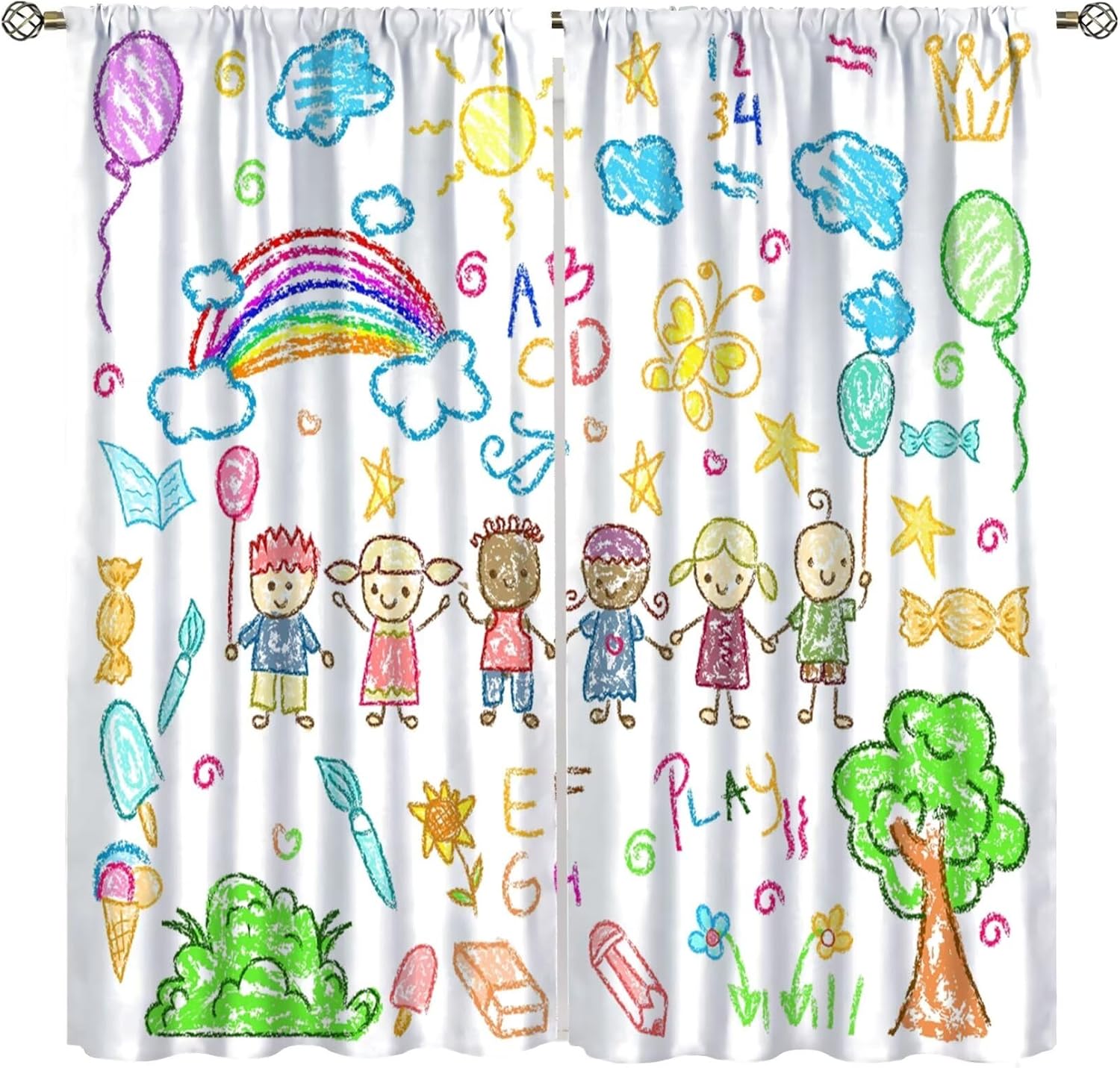 Kids Education Youtube - Educational Kids Study Curtains, Learning Theme