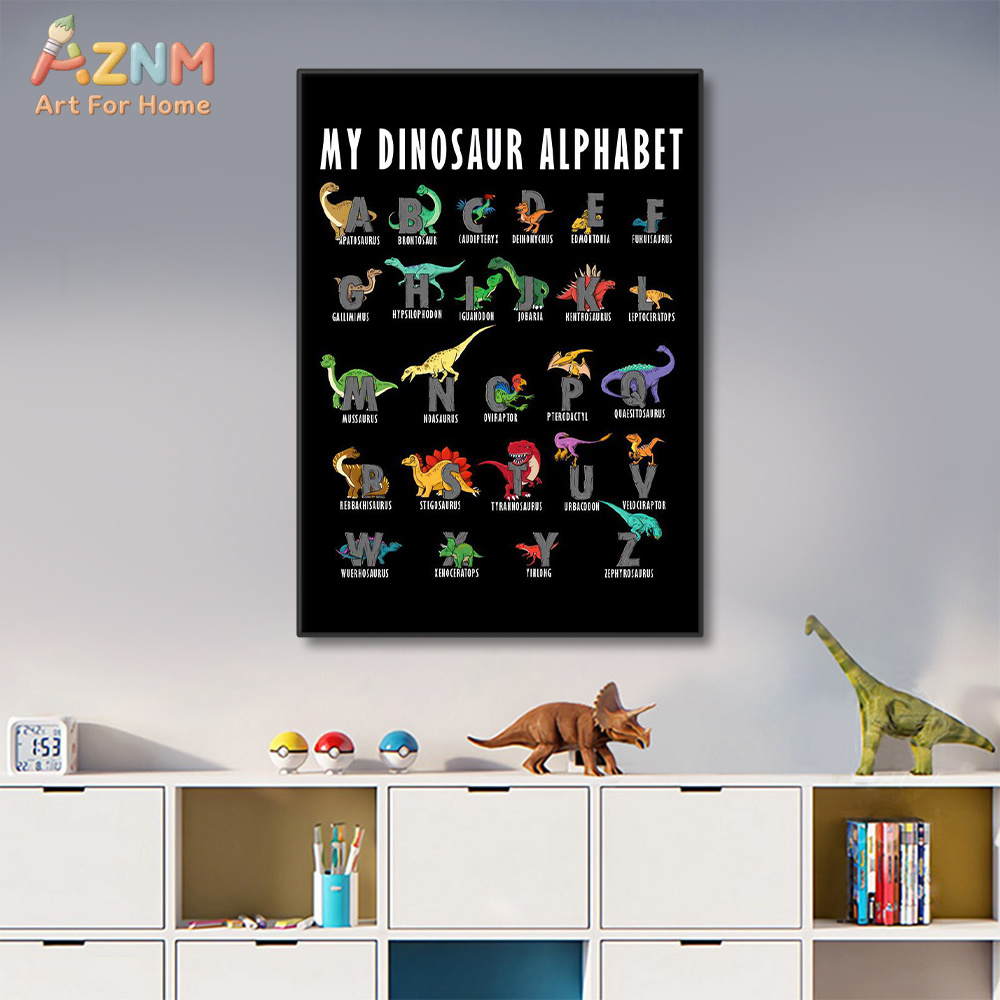 AZNM Dinosaur Alphabet Canvas  - Background For Kids Education ulasan dan harga