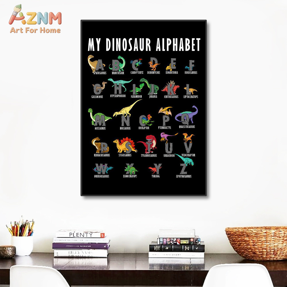 AZNM Dinosaur Alphabet Canvas  - Background For Kids Education ulasan dan harga
